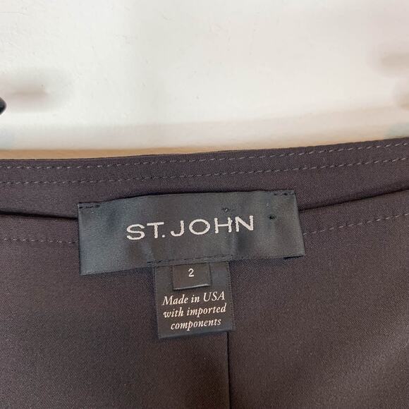 ST. JOHN faux leather pants skinny leg flat front chocolate brown mid rise 3006 - Picture 6 of 14